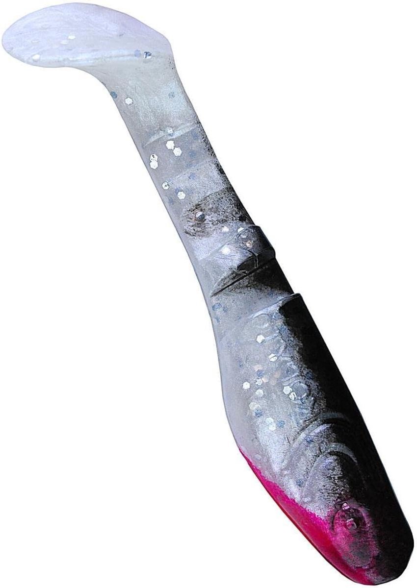 Rubber Vis - Softbait Kunstaas - Vissen - Scoopstaart Actie - 7.5 cm - Zilver Zwart