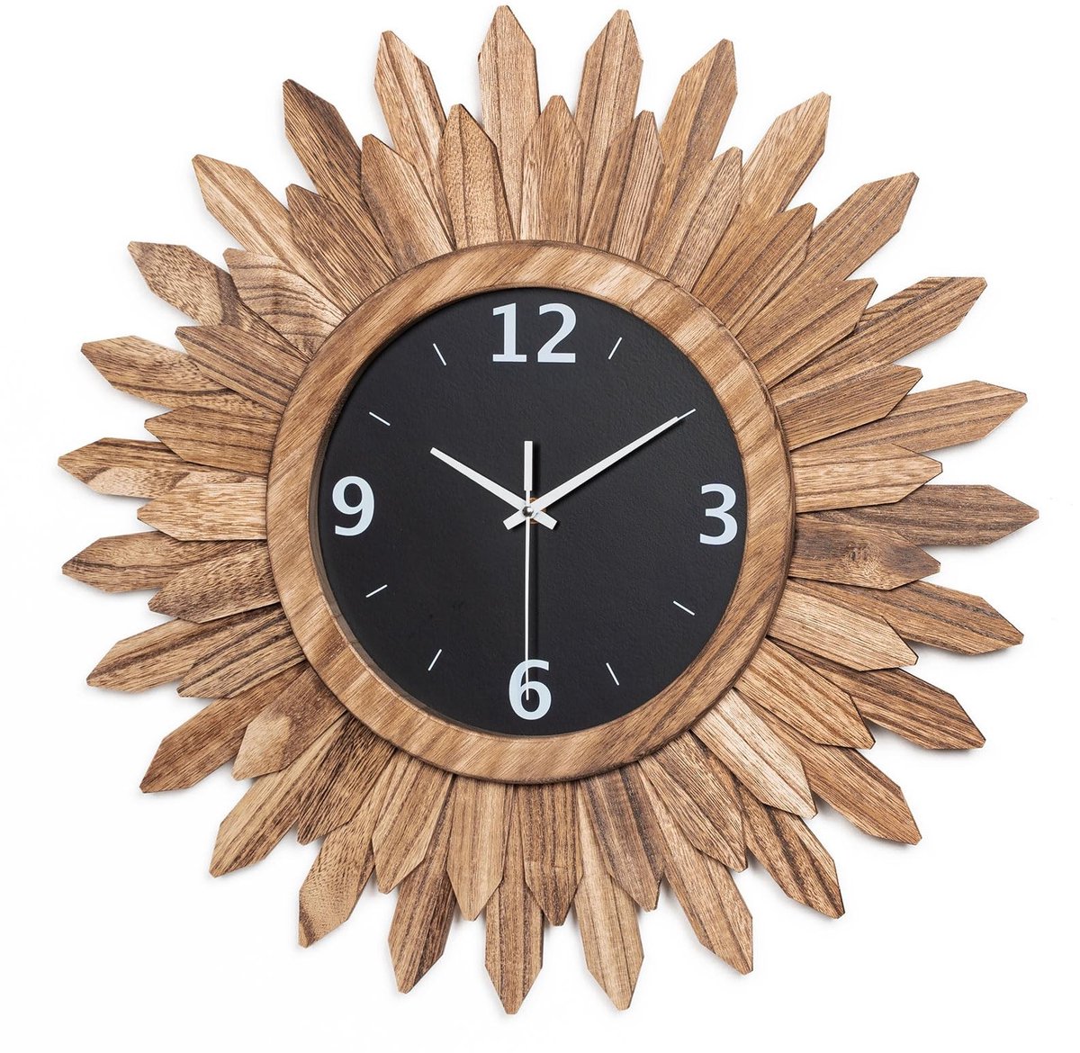Omgoods - Grote Wandklok 53cm - Stille Quartz Klok in Rustiek Hout