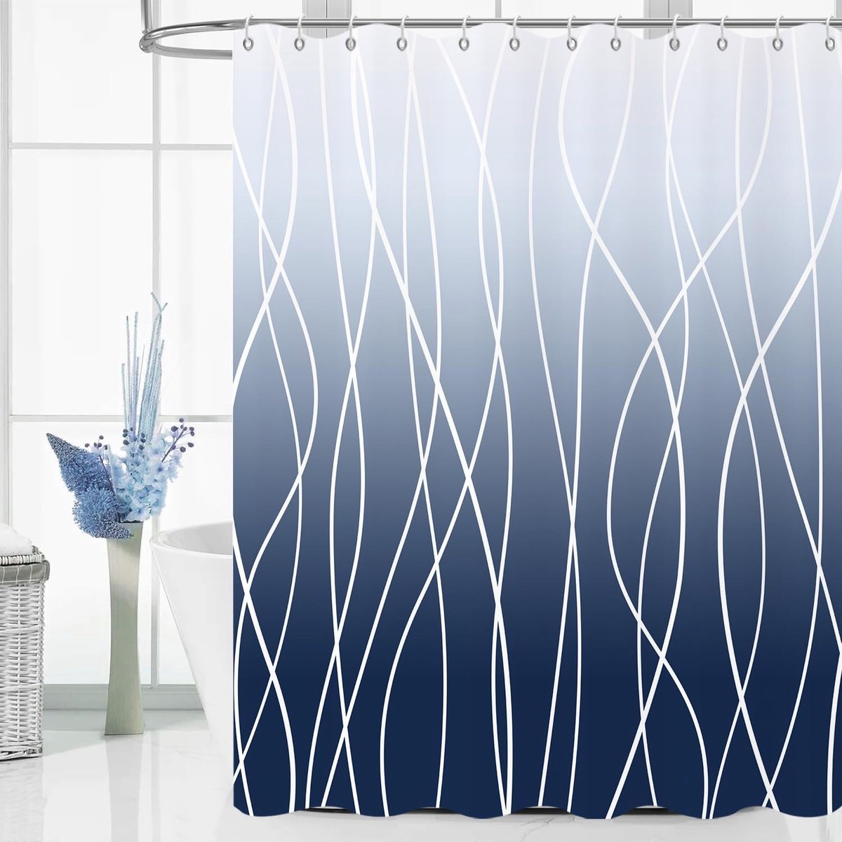 Omgoods - Donkerblauw Ombre Douchegordijn 180x180cm Modern Design