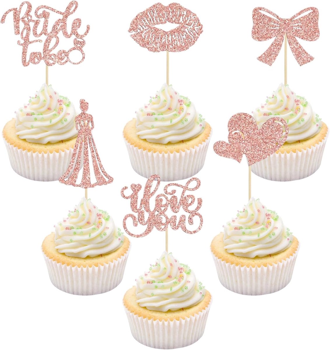 Cupcake-toppers, 24 stuks, cupcake-decoratie, bruid, taartdecoratie, Bride to Be, voor verloving, vrijgezellenfeest, bruiloft, bruidsdouche, feest (B)