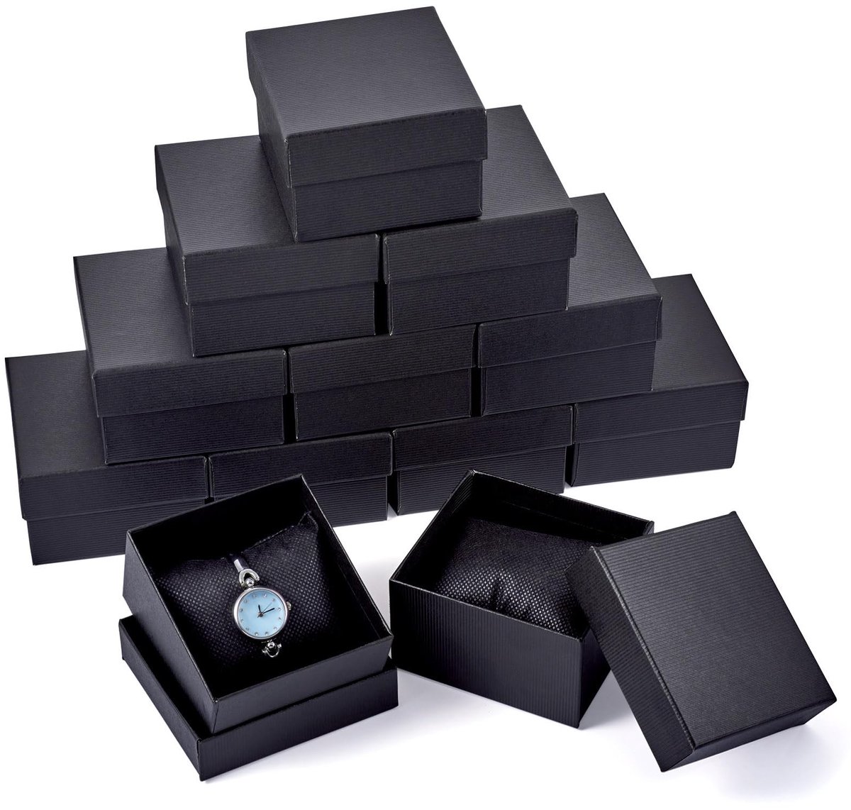 Omgoods - 12 Stuks Cadeau Dozen voor Sieraden - Zwarte Kartonnen Opbergdozen