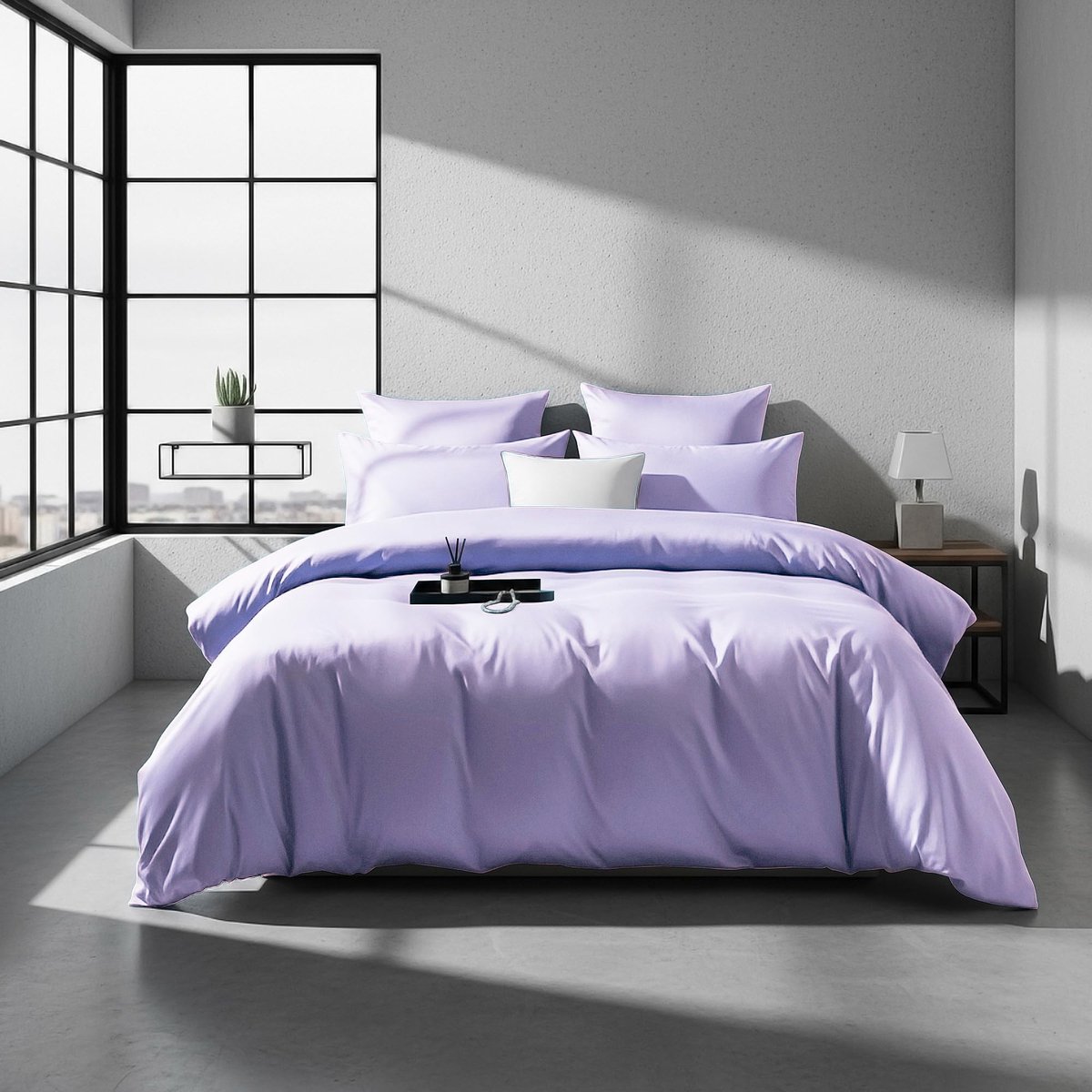 Omgoods - Bedlinnen Set 155 x 220 cm Mako Satijn Lila Met Rits