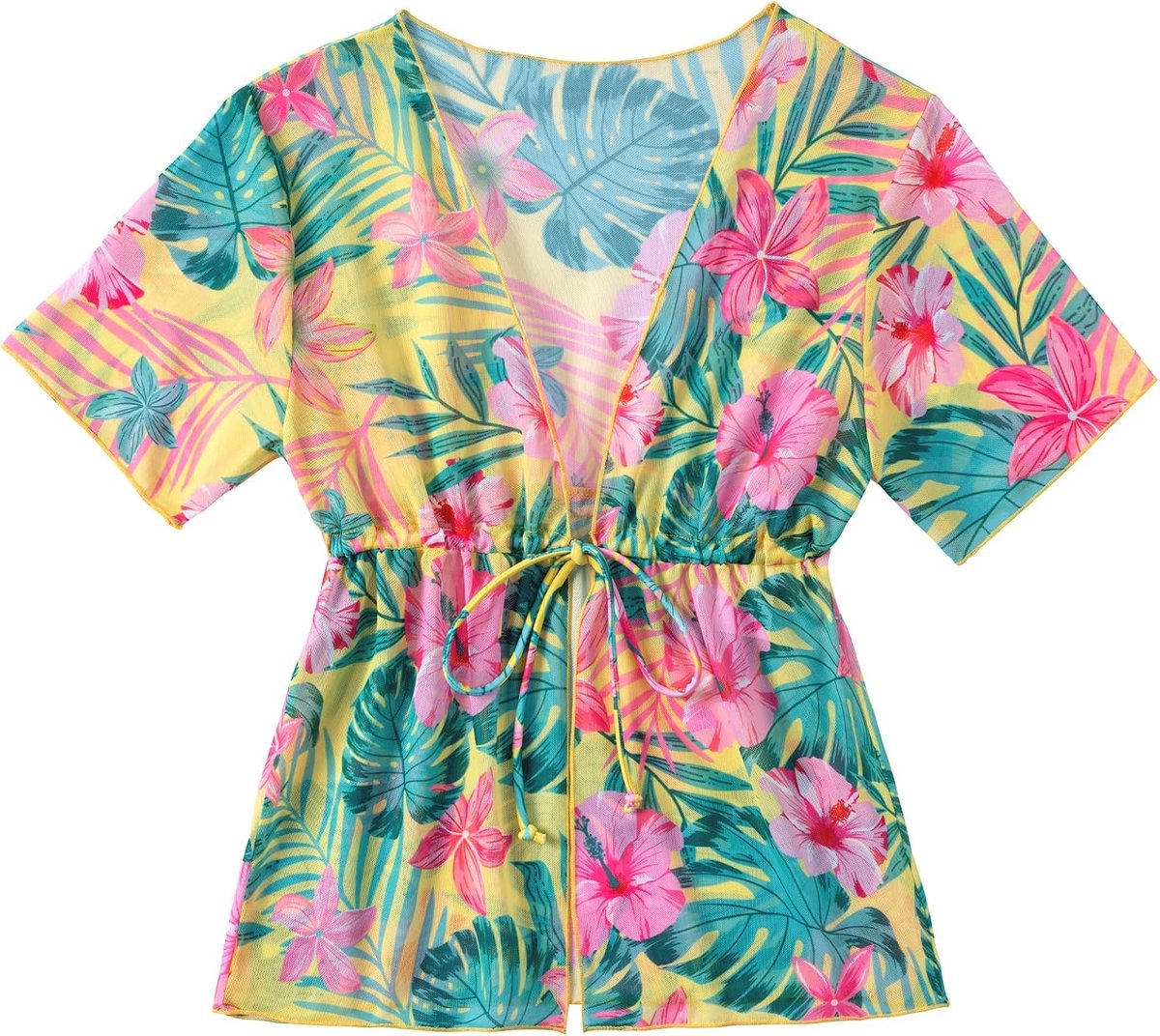 Meisjesbikini met pareo-set, driedelig zomerbadpak, strand, bikini's voor kinderen van 7-15 jaar