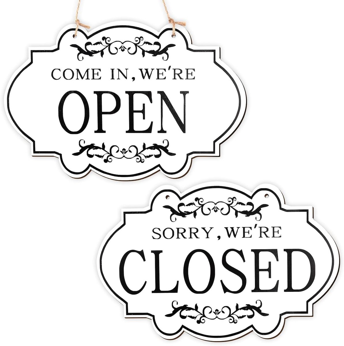 Open Gesloten Bord, Dubbelzijdig Omkeerbaar Kom Binnen Wij Zijn Open en Sorry Wij Zijn Gesloten Bord Winkelhangbord voor Restaurant Club Café Hotel (30 x 20 cm)