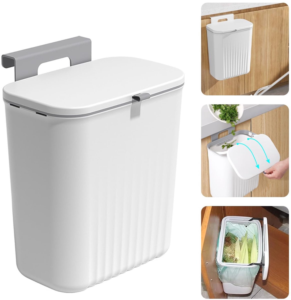 Omgoods - Afvalbak Keuken met Deksel - 9L Wandmontage