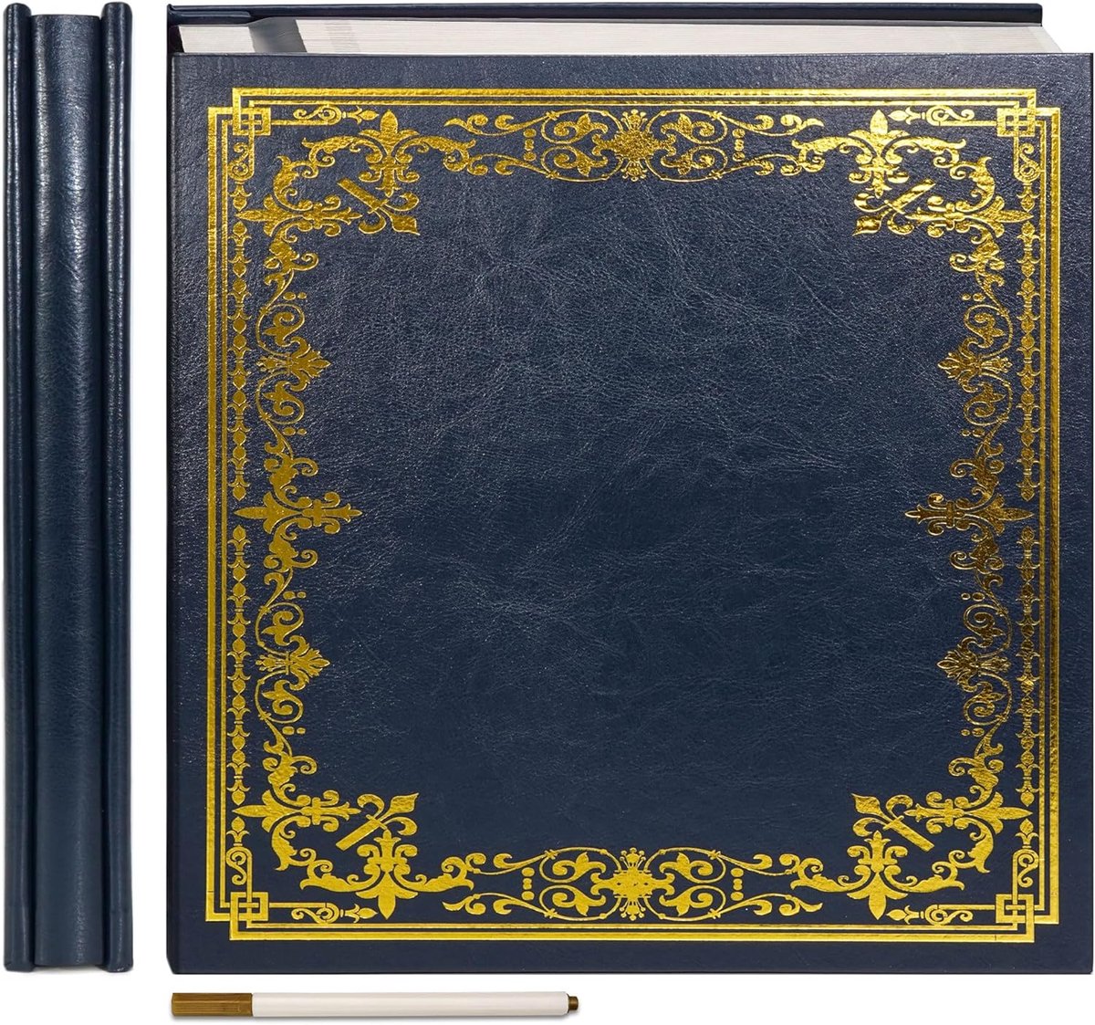Fotoalbum, zelfklevend plakboekalbum met beschermende folie, afbeeldingen opslaan, permanent doe-het-zelf linnen omslag, album voor familie, bruiloft, baby, 27 × 28 cm, 20 vellen marineblauw