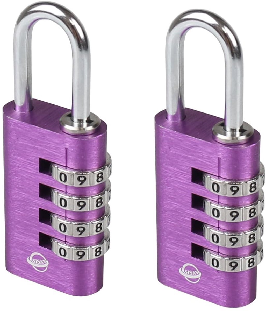 Omgoods - 4 Digit Combinatielock voor School Lockers en Tuinhekken - 2-Pack Paars