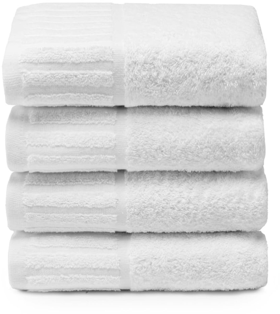 Omgoods - Set van 4 Witte Badhanddoeken van 100% Katoen