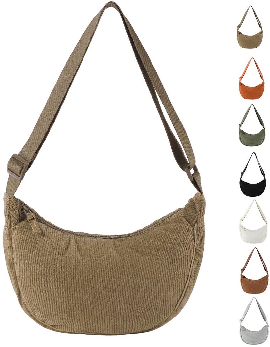 Omgoods - Dames Crossbodytas van Ribfluweel met Verstelbare Schouderriem