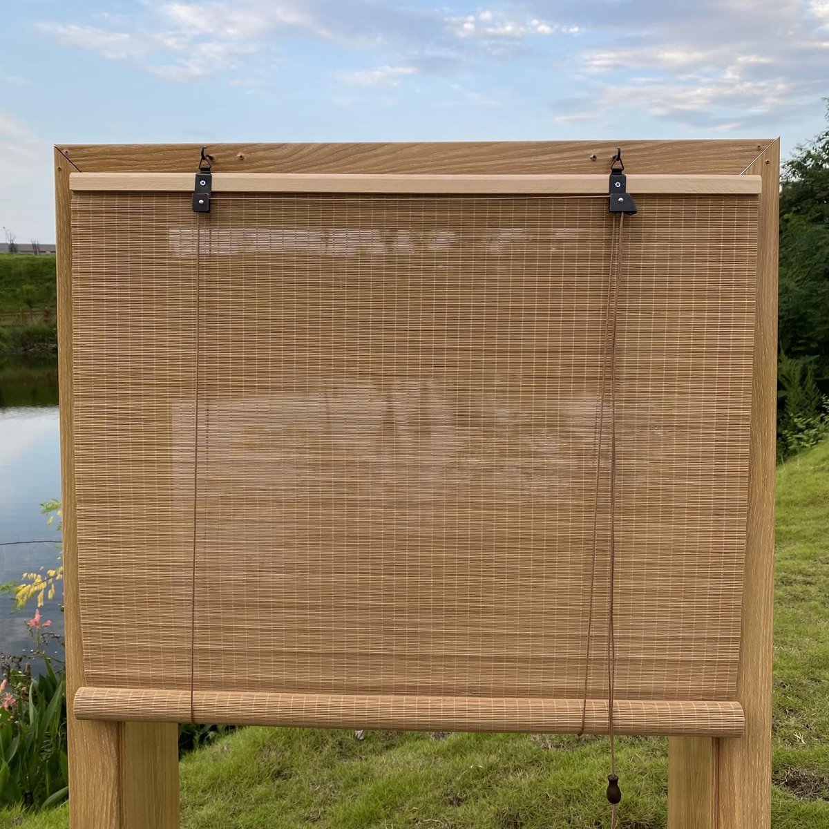 Omgoods Bamboe Rolgordijnen - Lichtdoorlatend voor Binnen en Buiten, 61 x 211 cm