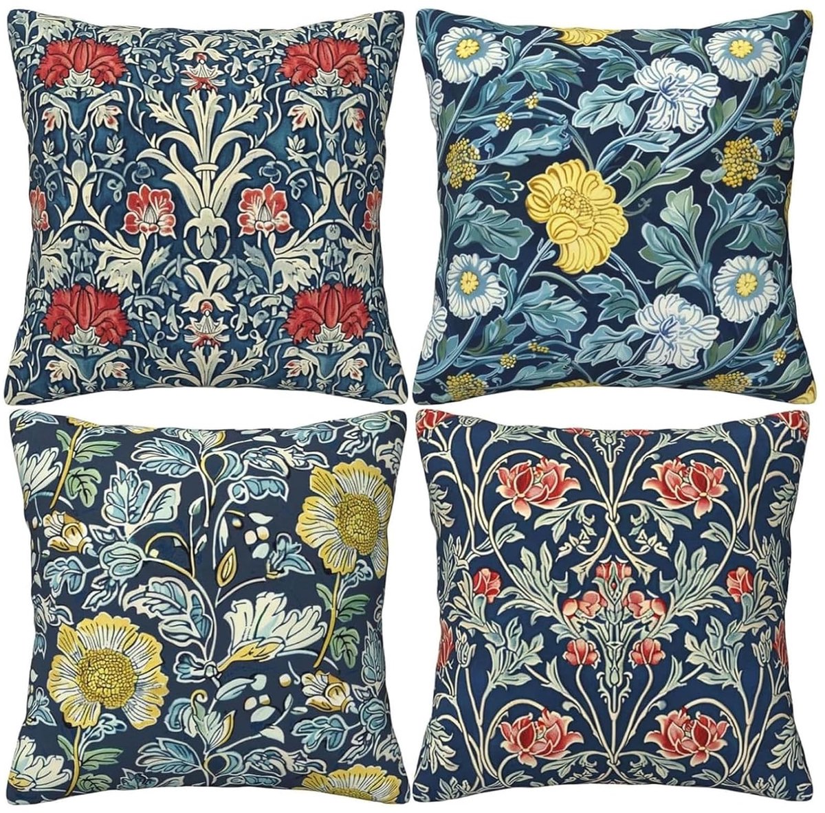 Omgoods - Vintage Bloemen Kussenhoezen Set van 4 - Kunstzinnige Decoratie
