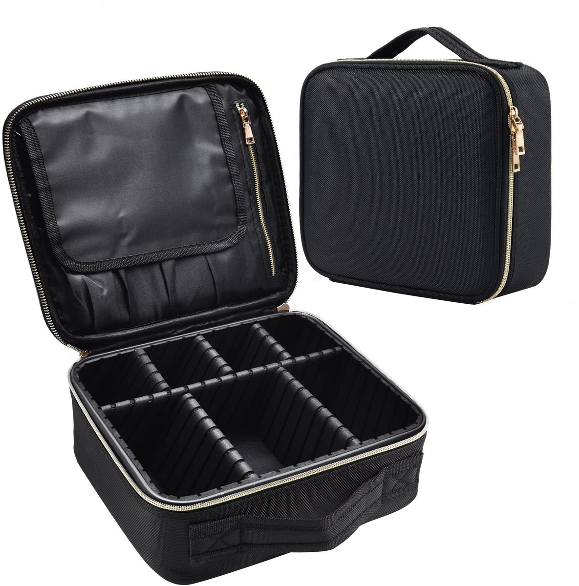 Omgoods - Makeup Organizer - Zwarte Cosmetictas met Scheidingswanden