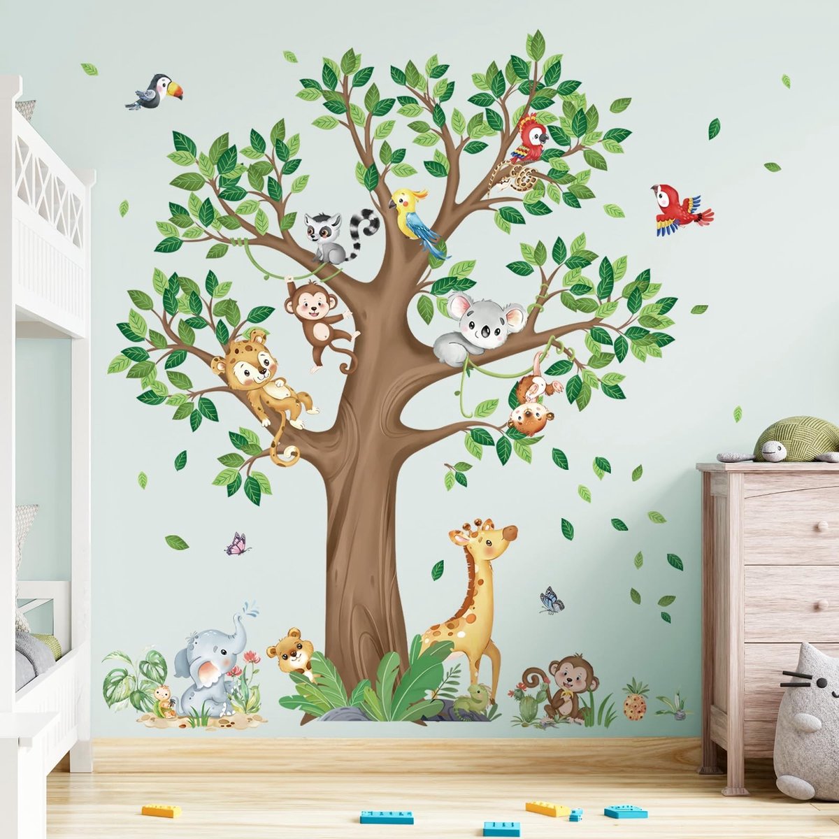 Omgoods - Grote Jungle Dieren Muurstickers voor Babykamer
