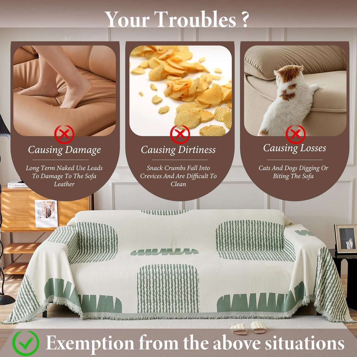 Omgoods - Chenille Sofadeken - Wasbare Throw voor Bed en Settees - 180x280cm - Groen