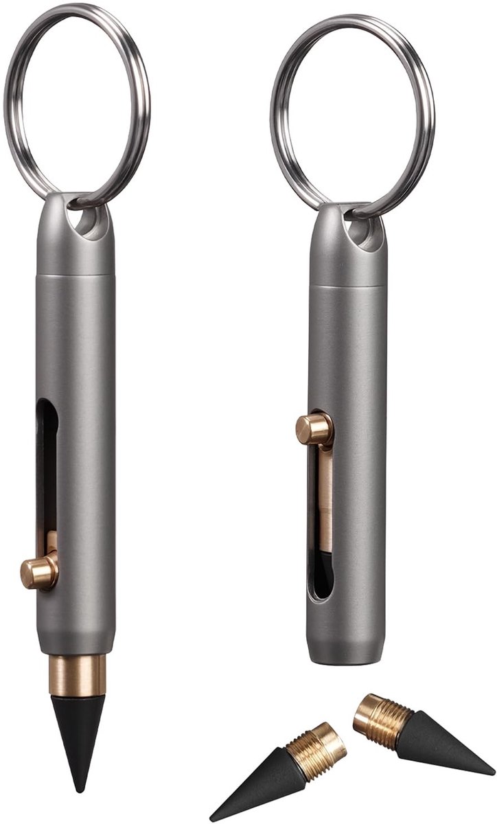 Omgoods - Eternal Titanium Alloy Pen - Inkloze Balpen met Reservepunten en Sleutelhanger