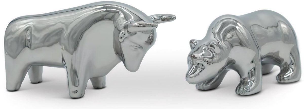 Omgoods - Ceramische Beeld Bulle en Beer - Modern Decoratieve Figuren