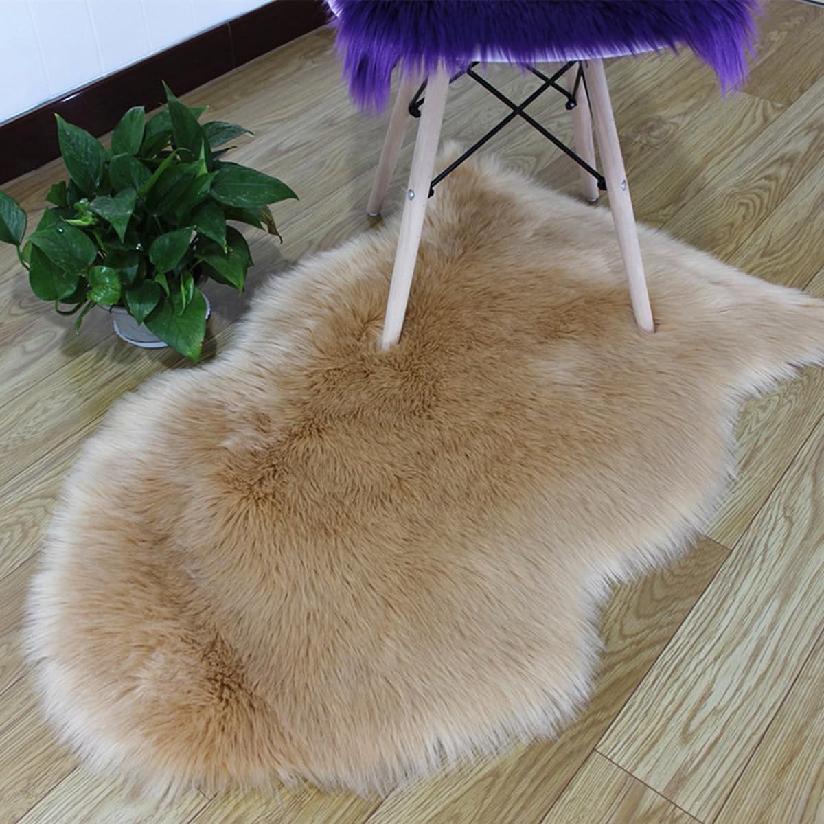 Omgoods - Rond Pluche Vloerkleed van Faux Wol, 60x90 cm