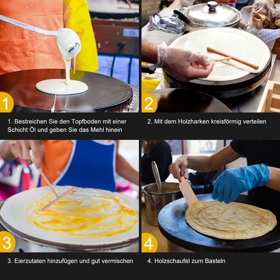 Pannenkoeken-accessoires voor pannenkoeken, multifunctioneel, 4 stuks, pannenkoeken, spatel voor pannenkoeken van hout, pannenkoekendispenser in T-vorm, voor pannenkoeken, galetten en pannenkoeken — afbeelding 3