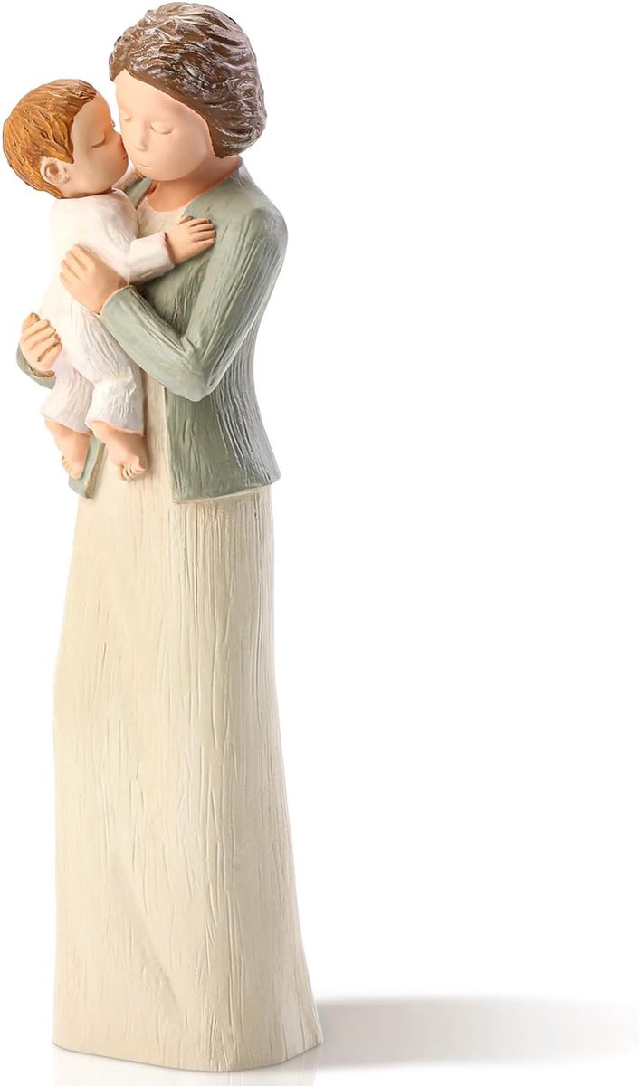 Figuren, gemodelleerde handbeschilderde grootmoeder en kleinkind figuren, cadeaus voor verjaardag, moederdag, jubileum