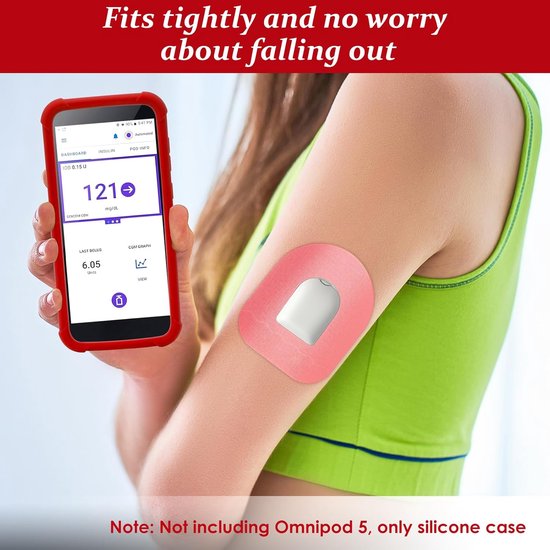 Siliconen hoes voor Omnipod 5 PDM-hoesje - valbestendig Omnipod 5-hoesje, schokbestendig, antislip (rood) — afbeelding 4