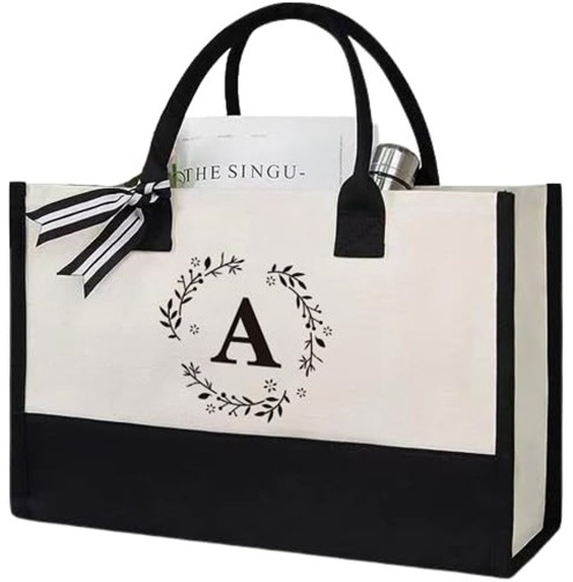 Omgoods- Boodschappentas Katoen - Herbruikbare Draagtas - Gepersonaliseerde Tas - Canvas Strandtas - 40 x 15 x 30 cm - Duurzaam Ontwerp
