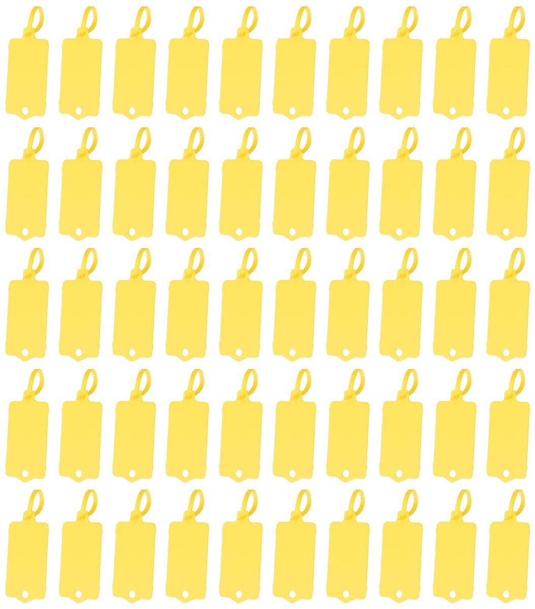 Omgoods - 50 Stuks Herbruikbare Plastic Labels - Waterproof voor Verzending en Opslag - Geel