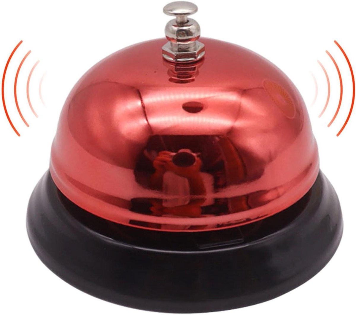 Bureaubel - Toonbankbel Receptiebel - Klantenservice Verhoging - Roestvrij Metaal - 85 mm - Rood
