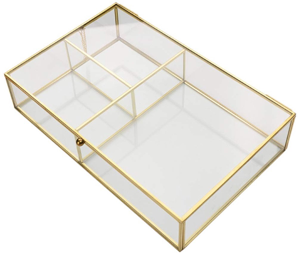 Omgoods - Transparante Glas Sieraden Box met Flip Lid - Retro Sieraden Organizer voor Oorbellen en Kettingen