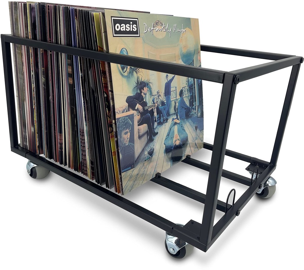 Omgoods- Opberghouder Stevige Metalen Structuur - Vinyl Rek - Geschikt voor 100 LP - Album Houder - Organizer - Elegant Design - Vinylrek