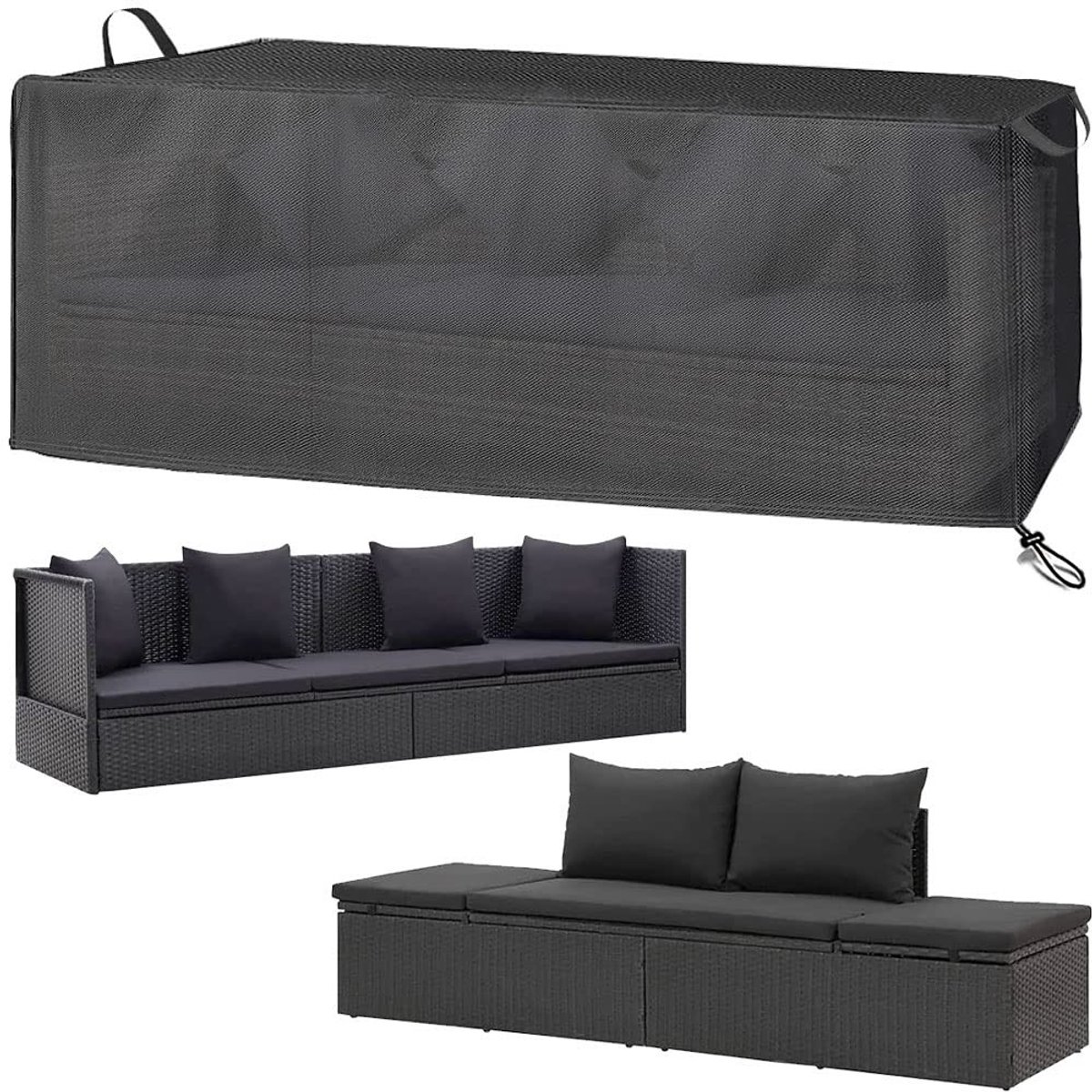Omgoods - Beschermhoes voor Tuinmeubelen, 420D Oxford, 220 x 80 x 80 cm