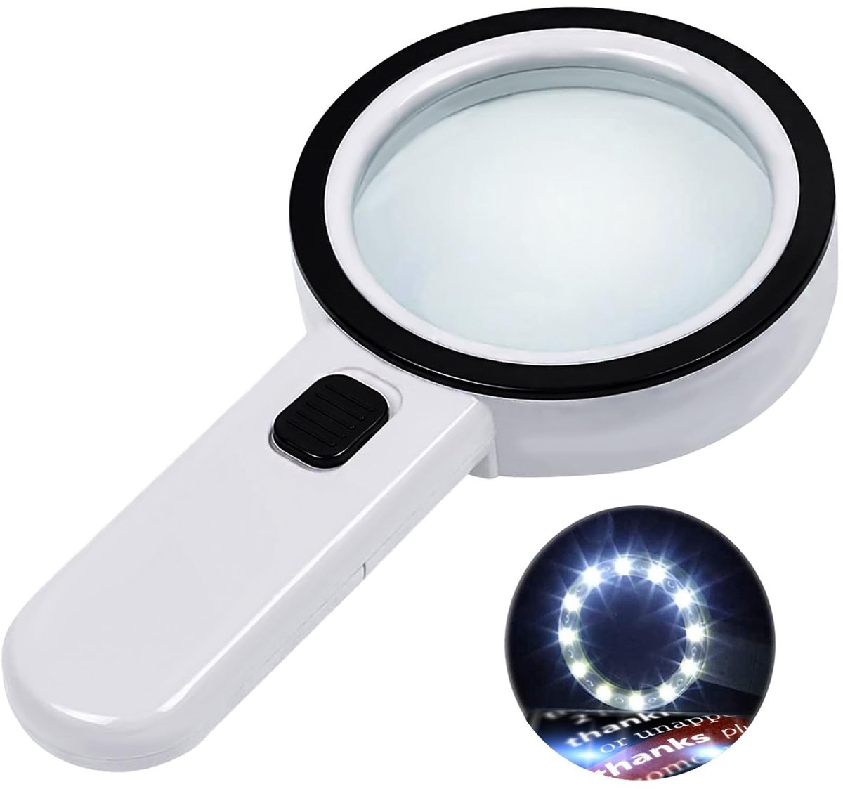 Omgoods - Vergrootglas met 3x Vergroting en 12 LEDs - Perfect voor Lezen en Inspectie
