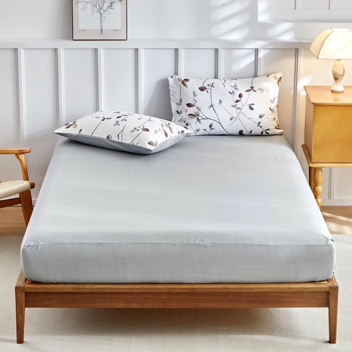 Omgoods - 4-Piece Microfiber Duvet Cover Set met Bladeren Motief