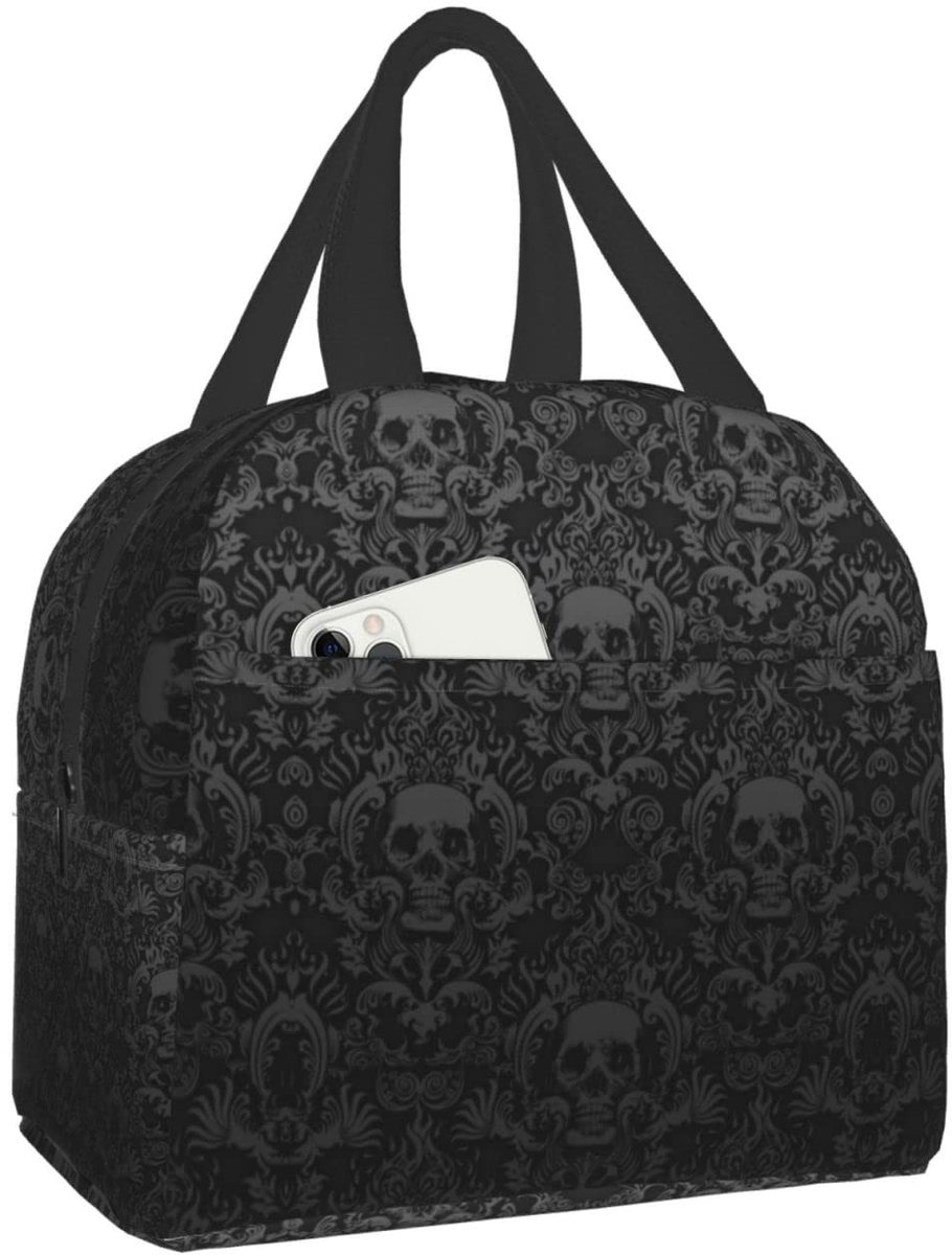 Omgoods - Gothic Zwarte Skull Insulated Lunch Bag - Herbruikbare Koeltas