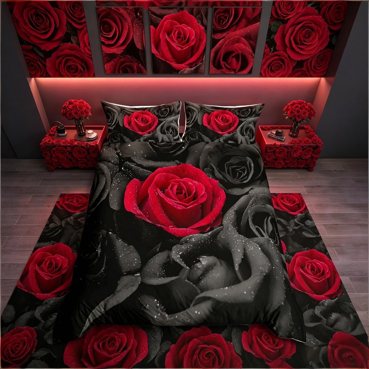 Omgoods - Rozen Duvet Cover - Romantische 3D Bedsprei voor Jongeren - Super King