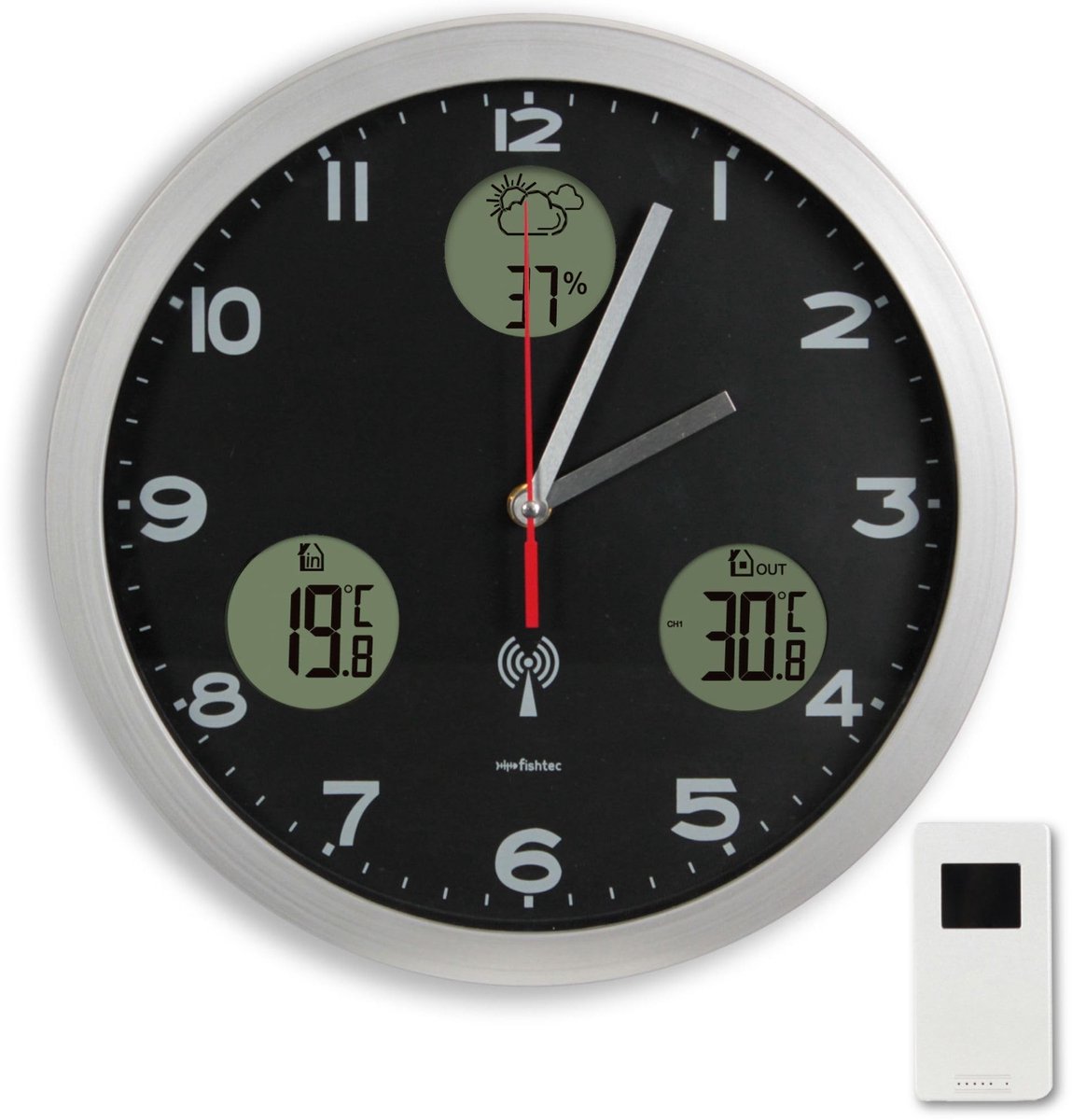Omgoods - Digitale Wandklok Weerstation - Temperatuur en Vochtigheid met Buiten Sensor - Ø 30 cm