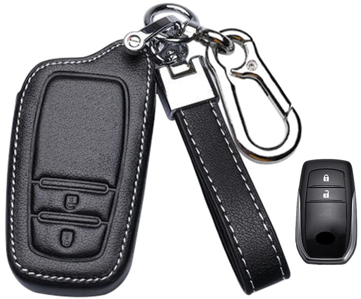 Omgoods - Sleutelbescherming voor Toyota - Cowhide Lederen Hoes voor Auto Sleutel, Zwart