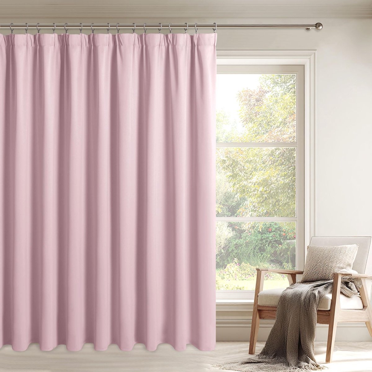 Omgoods - Blush Roze Blackout Gordijnen met Ruffles - Set van 1, 300 x 245 cm