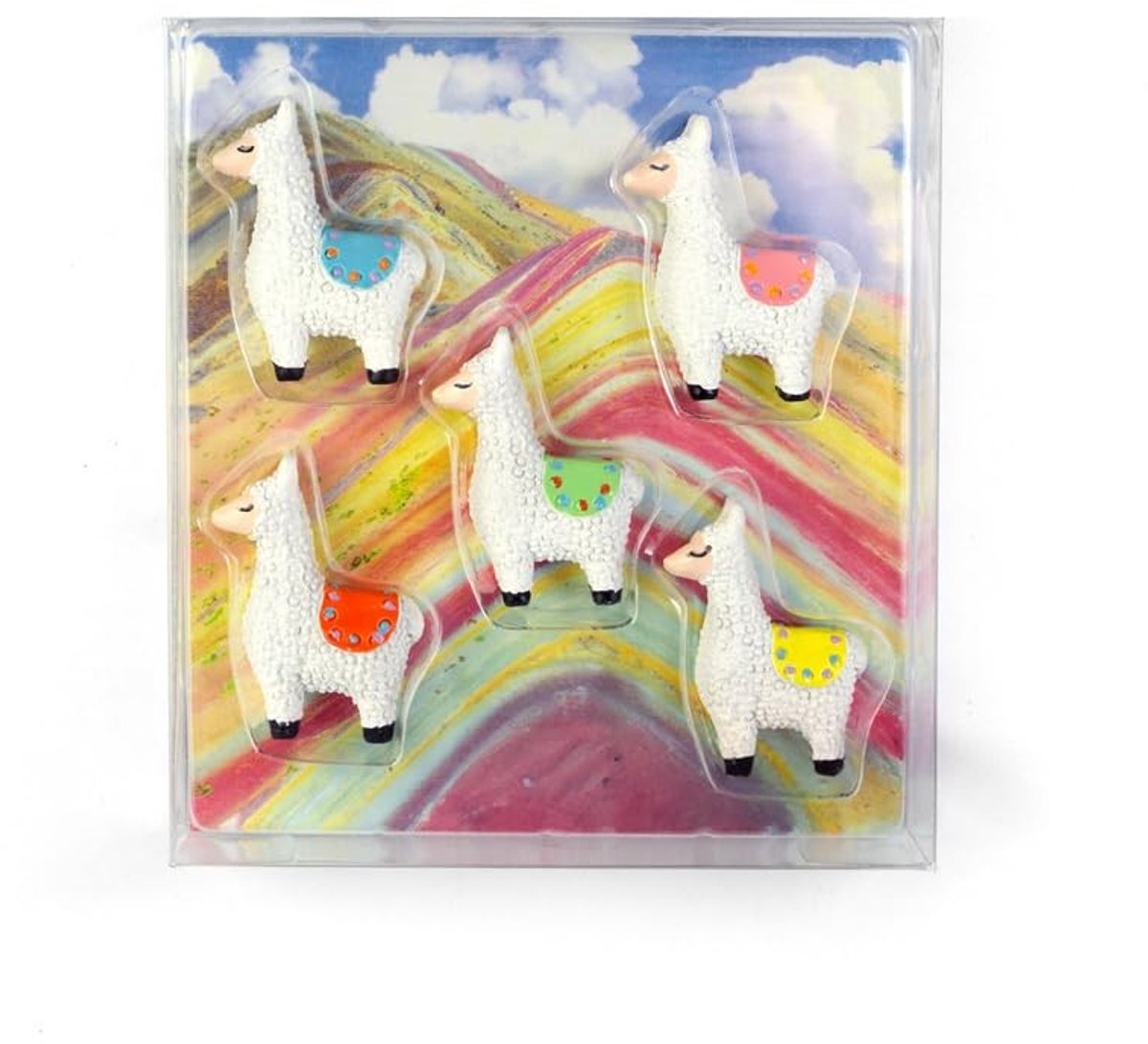 Omgoods - Set van 5 Decoratieve Magneten - Kleurige Llama Ontwerpen