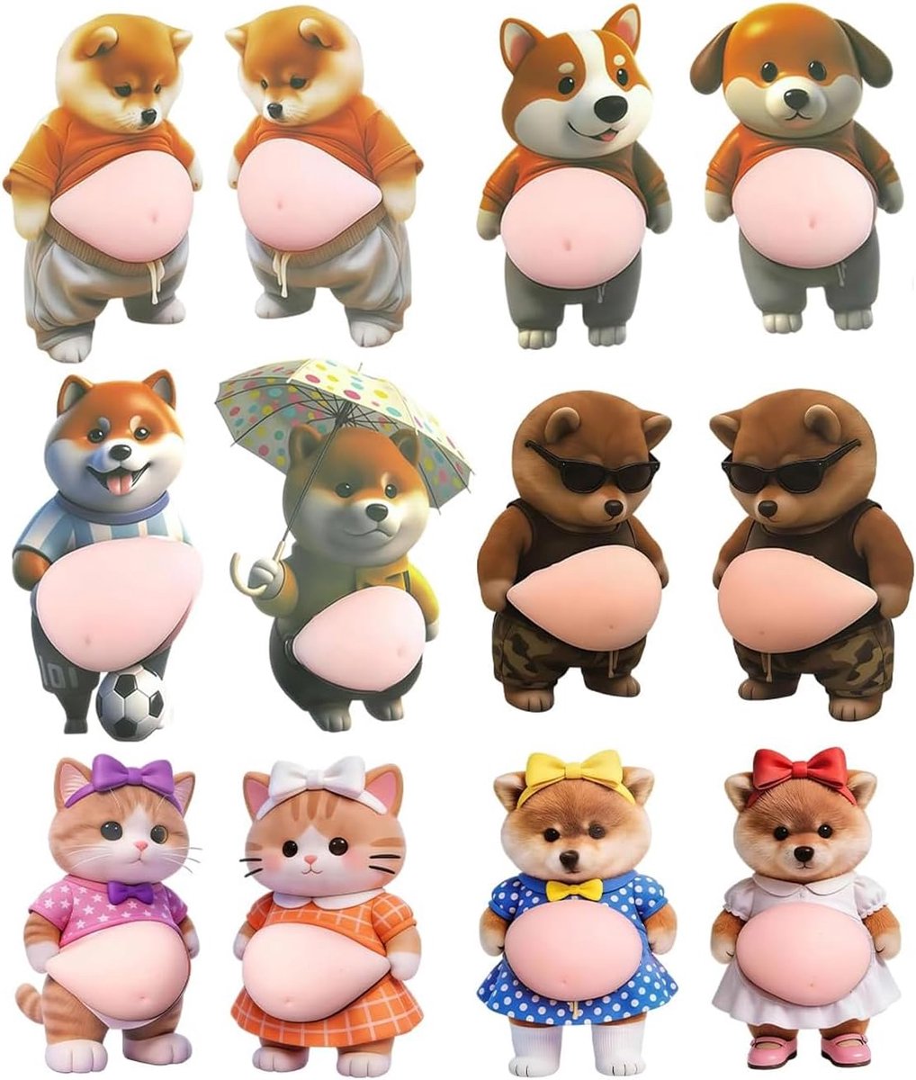 12 stuks 3D Shiba Inu anti-botsingsstickers, zacht, anti-stress, siliconen, voor deur, muur en decoratie