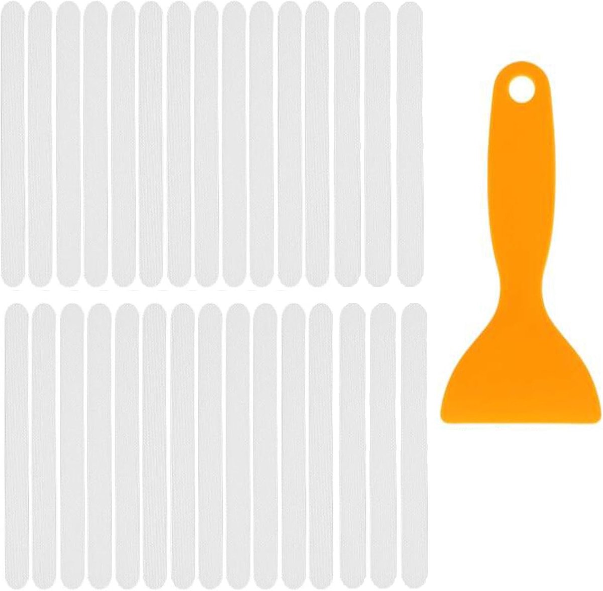 30 antislip strips voor badkuipdouches, met 1 plastic schraper zelfklevende antislip sticker, transparante antislip douchesticker, voor badkuip, douchetrap, keuken