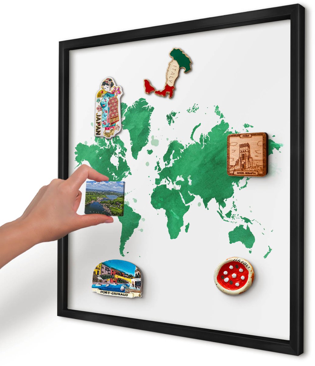 Artprintcave Groente Magneetbord mit Zwart Frame - 50x50 cm - Groene Kaart Bord Voor Magneten - Waterverf Memobord Keuken - Kaarten