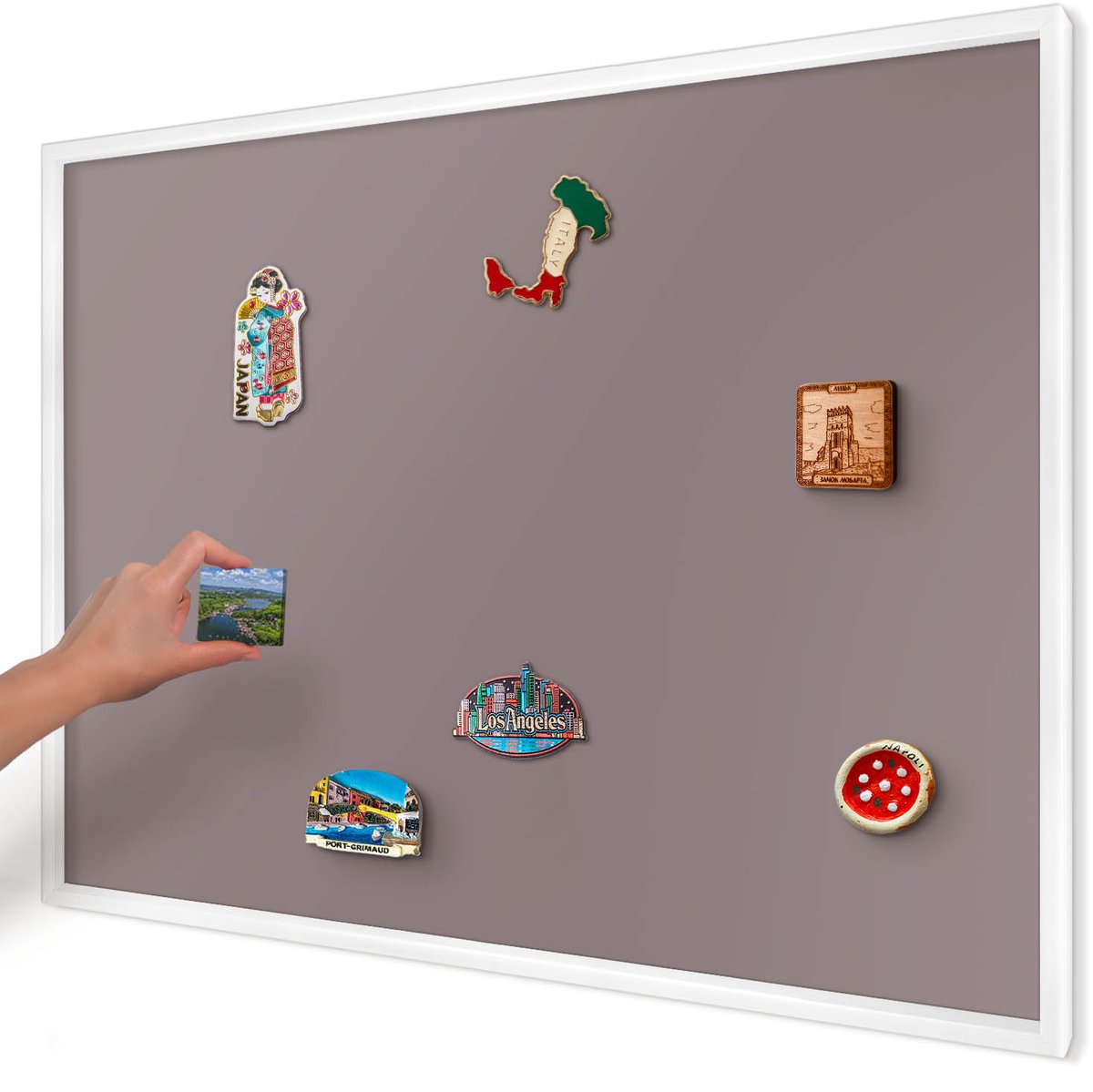 Artprintcave Roze Magneetbord mit Witte Lijst - 100x70 cm - Asbruin Magneetbord Voor Foto's - Minimalist Magneetbord Voor Keuken - Achtergronden En Patronen