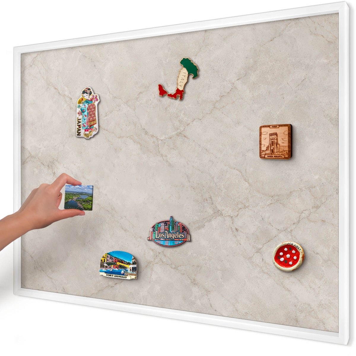 Artprintcave Wit Magneetbord mit Witte Lijst - 100x70 cm - Natuurlijke Elegantie Wandbord Magnetisch - Klassiek Magneet Bord mit Frame - Texturen