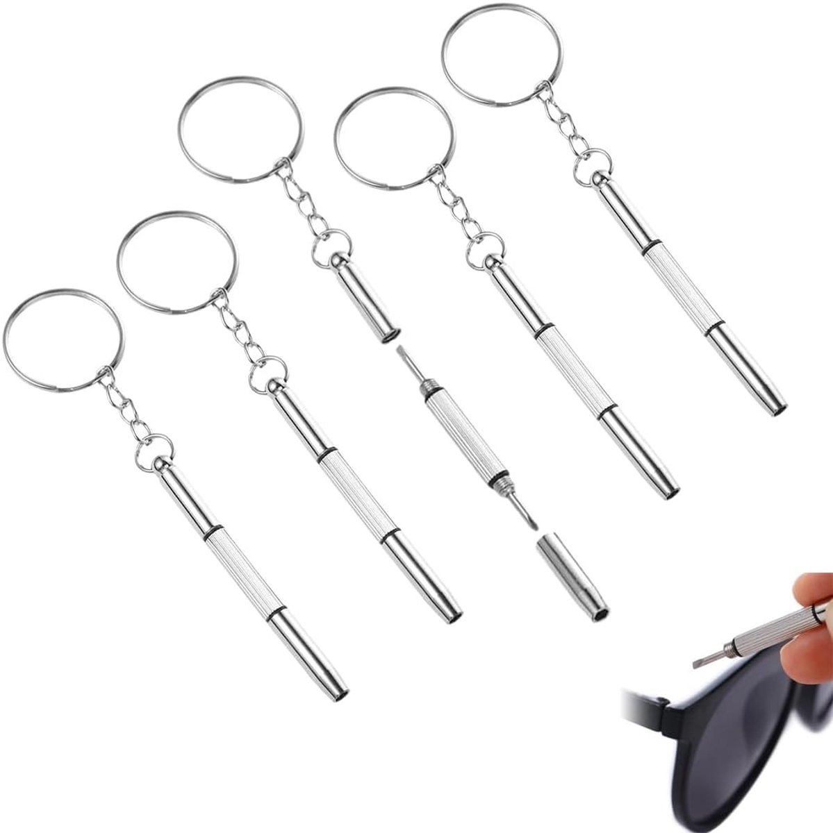 Set van 5 Mini Schroevendraaiers voor Brillen - 3-in-1 Reparatieset voor Brillenglazen en Monturen