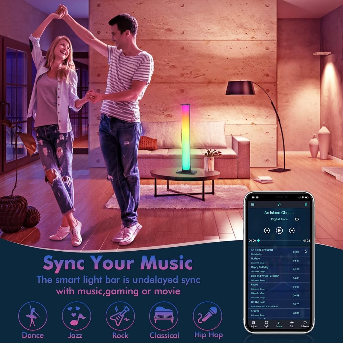 SnelShoppen - Smart LED Lightbar RGB Gaming Lamp met 213 Modes, Dimbare Kleurverandering, Muzieksynchronisatie, TV Achtergrondverlichting met Afstands