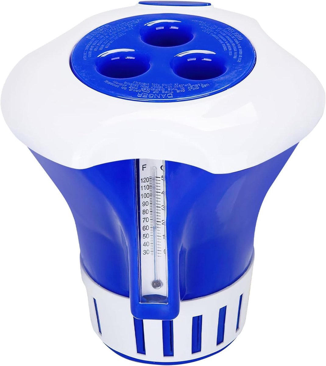 SnelShoppen - Zwembaddoseerdrijver met Thermometer, Instelbare Chloorvlotter voor Automatische Chloor en Bromeren van Zwembaden (17,8 cm) - Hygiënisch