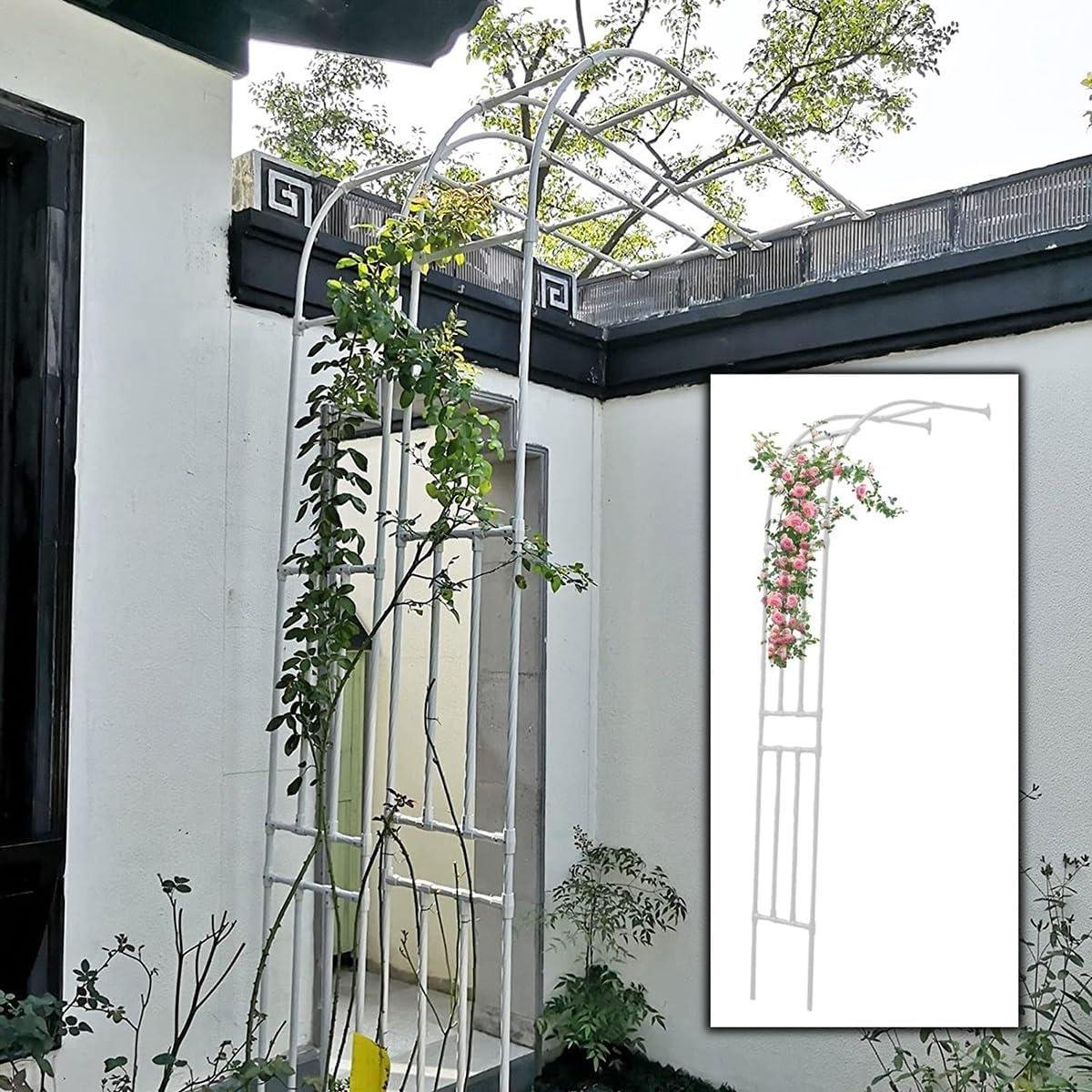 Metalen Rozenboog - Tuinboog Klimplanten - Buiten Decoratie - Half-Boog Ontwerp - 220-300 cm - Wit