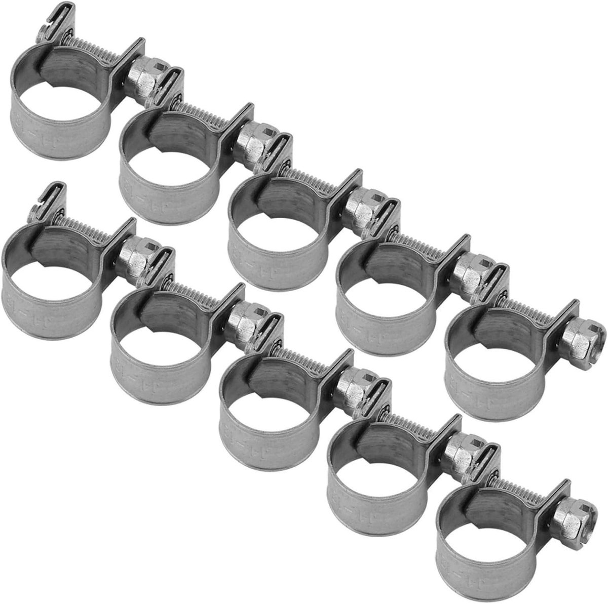 Set van 10 Mini Slangklemmen voor Brandstofleidingen - RVS Slangklemmen voor Lucht-, Water- en Siliconeslangen (11-13mm)