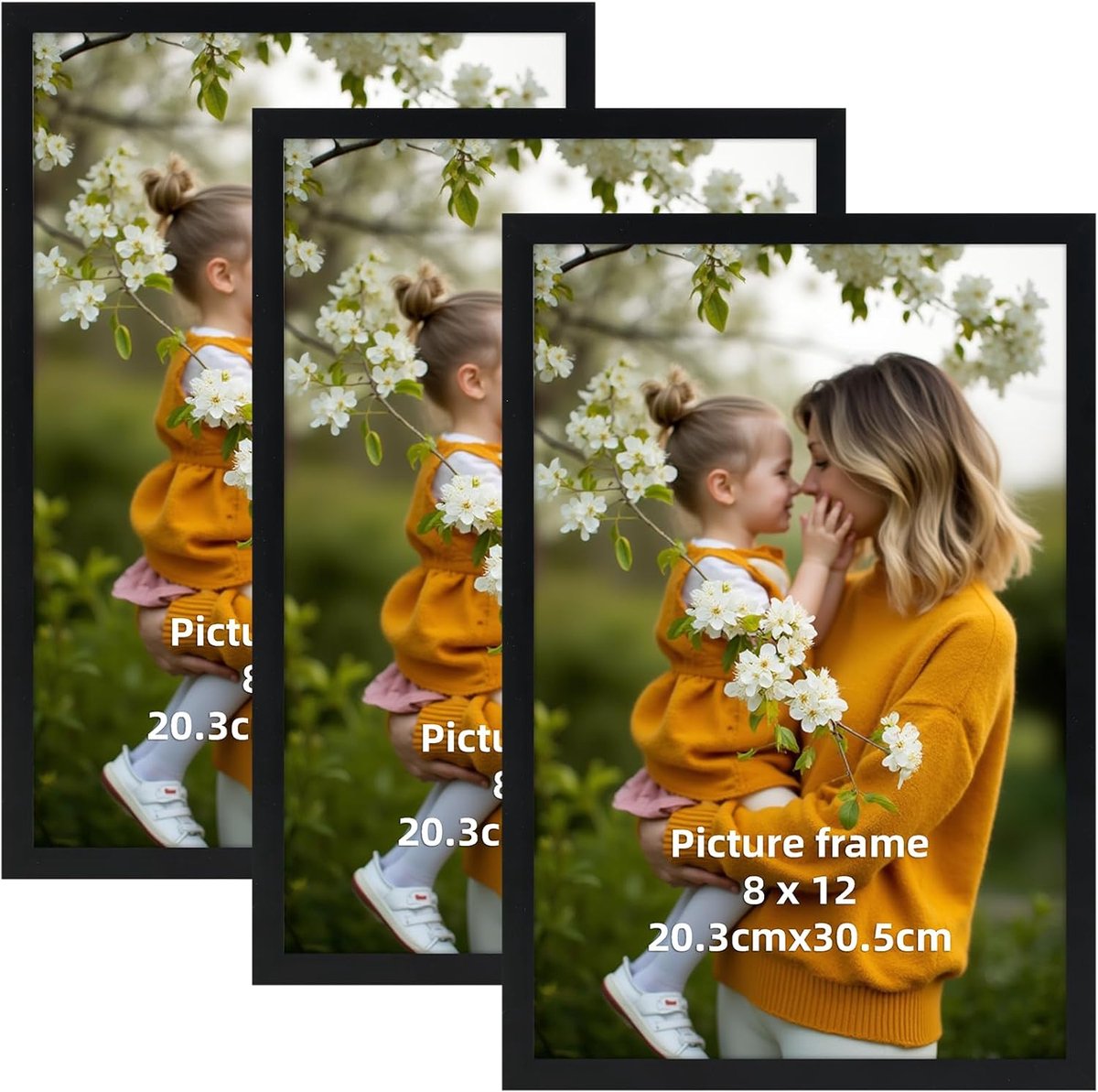 Fotolijst 20 x 30 cm - zwart pvc-frame - set van 3 - ideaal voor thuis en kantoor - SnelShoppen