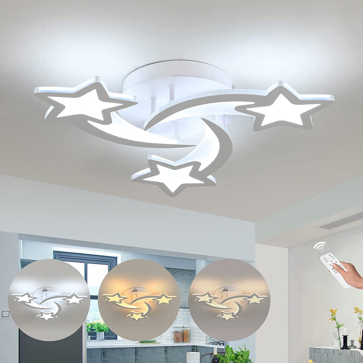 Riserva LED Plafondlamp Wit Modern Vorm 30W 3375lm Traploos Dimbaar 3000-6500K Met Afstandsbediening & App Bediening Ra80 220-240V